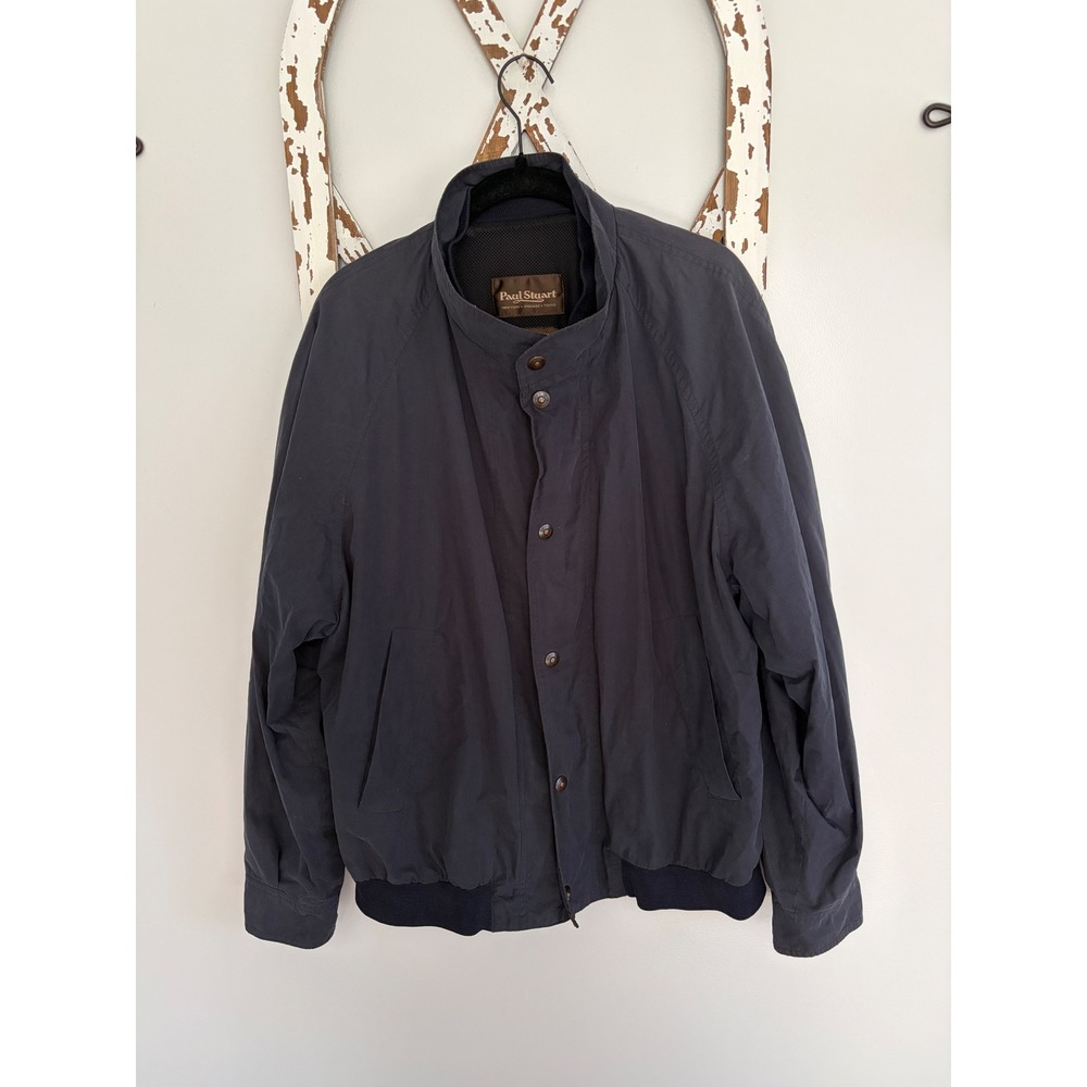 Paul Stuart Men's Navy Blue Lightweight Bomber Jacket Size Medium Made in Italy
